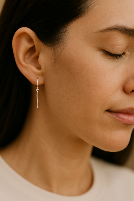 Single Chef Knife Hoop Earring in Sterling Silver