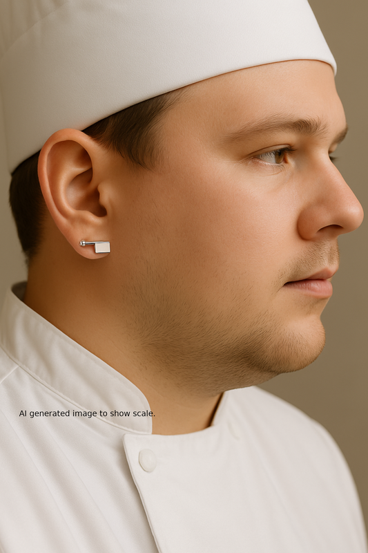 Single Cleaver Stud Earring in Sterling Silver