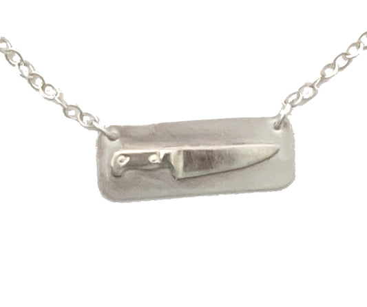 Chef Knife Bar Necklace in Sterling Silver
