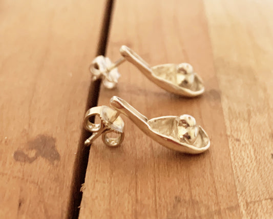 Soup Dumpling Post Earrings in Sterling Silver