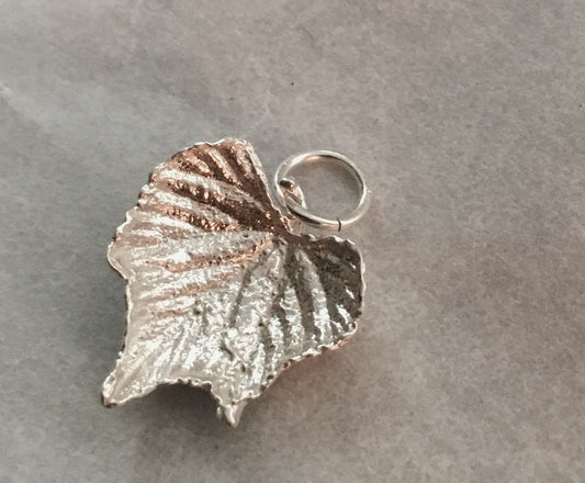 Grape Leaf Charm in Sterling Silver