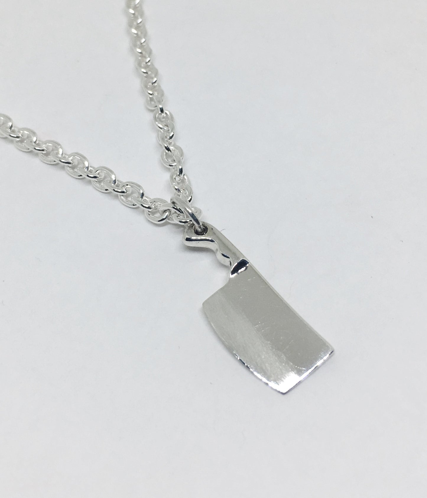 Chef Cleaver Knife Pendant Necklace in Sterling Silver with 3mm Chain