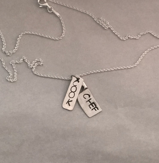 Handstamped Cook Charm Pendant Necklace