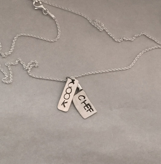 Handstamped Cook Charm Pendant Necklace