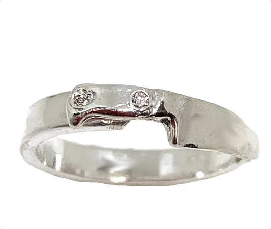 Diamond Accented Chef Knife Ring in Sterling Silver