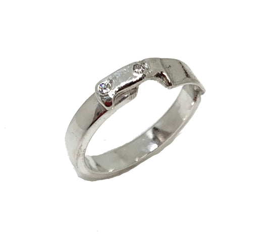 Diamond Accented Chef Knife Ring in Sterling Silver