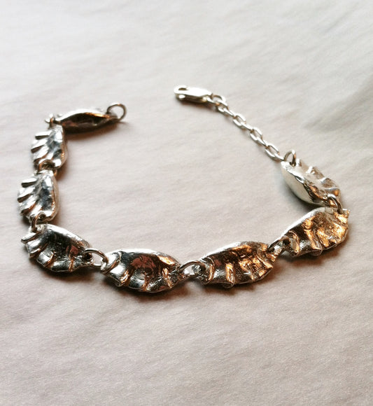 Chinese Potsticker Dumpling Bracelet in Sterling Silver