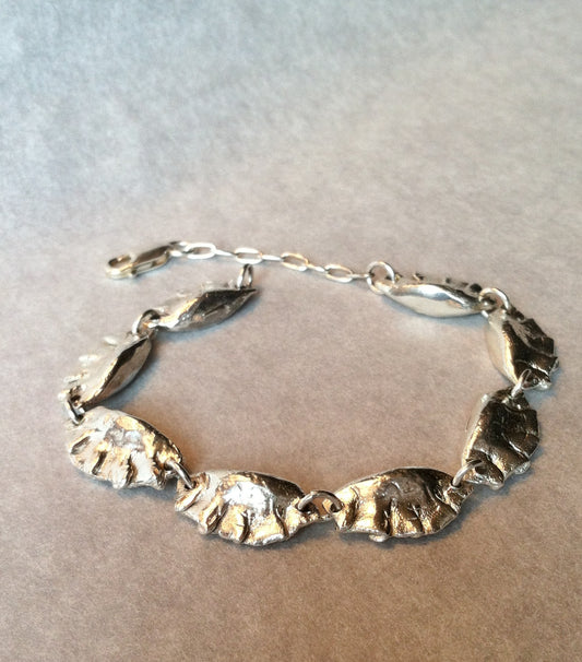 Chinese Potsticker Dumpling Bracelet in Sterling Silver