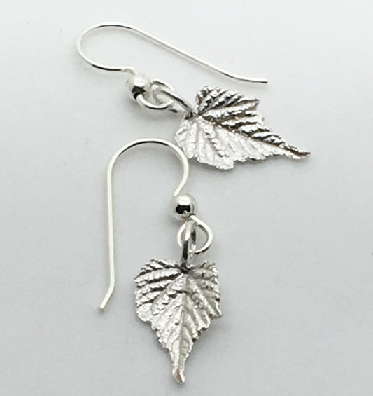 Sterling Silver Grape Leaf Earrings