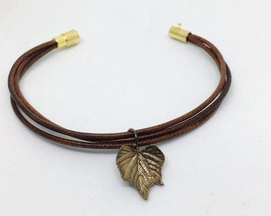 Grape Leaf Leather Bangle