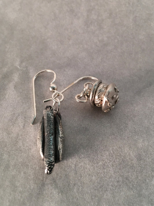 Sterling Silver Hot Dog and Hamburger Earrings