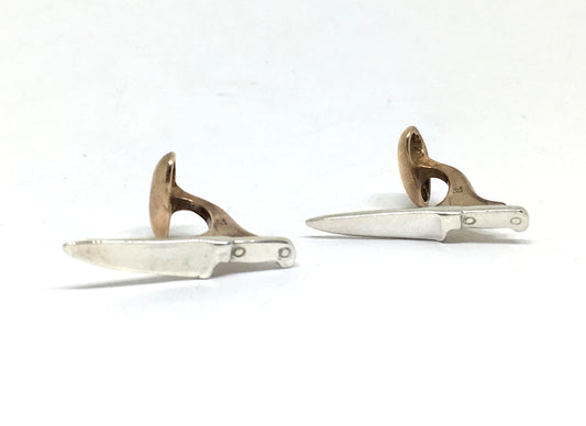 Two tone chef knife cufflinks