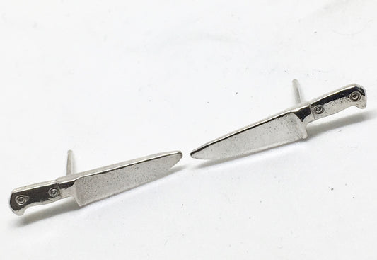 Chef Knife Stud Earrings in Sterling Silver