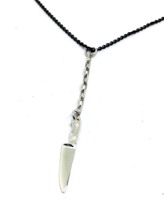 Sterling Silver knife chain Y necklace