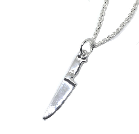 Sterling Chef Knife Pendant Necklace