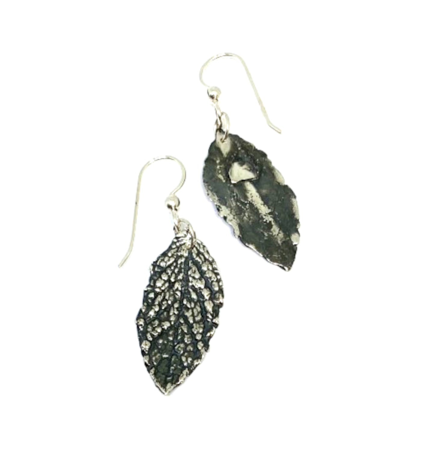 Mint Leaf Earrings in Sterling Silver