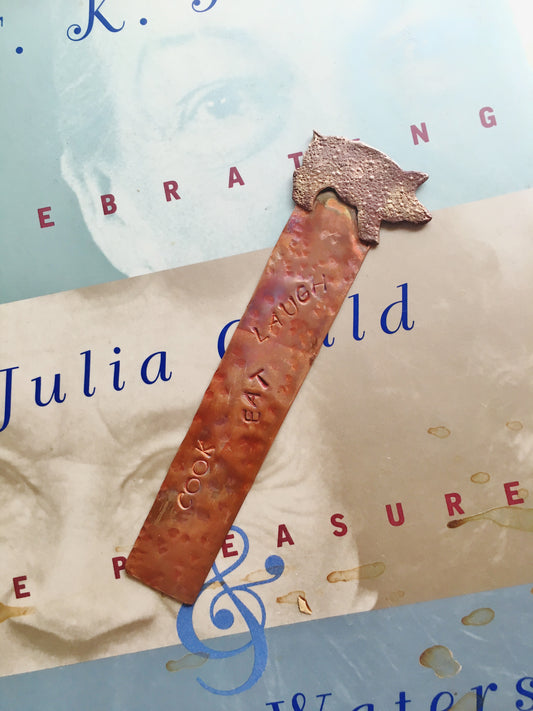 Handstamped Copper Pig Bookmark - Cook Eat Laugh
