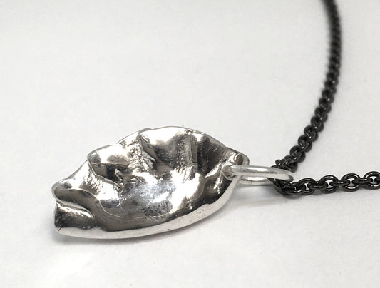 Chinese Potsticker Dumpling Necklace in Sterling Silver
