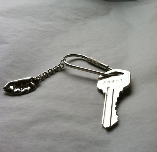 Potsticker Dumpling Charm Key Chain in Sterling Silver