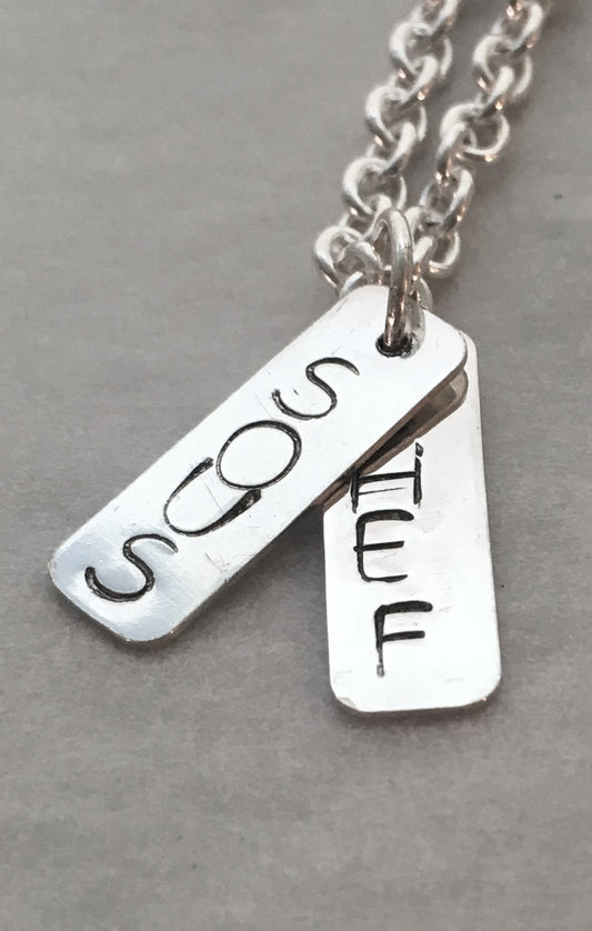 Man's Hand Stamped Sous Chef Knife and Dog Tag Pendant Necklace