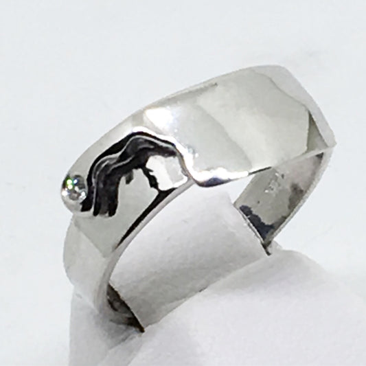 Chef's Cleaver Ring in Sterling Silver with Diamond Accent