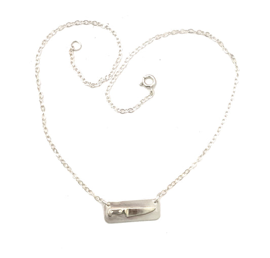 Chef Knife Bar Necklace in Sterling Silver