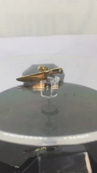 Single Gold Plated Sterling Silver Chef Knife Stud Earring with Diamond Accents