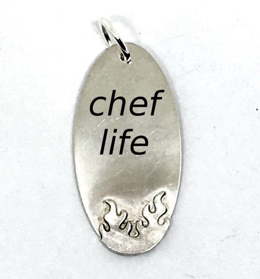 Personalized Flame Pendant Necklace in Sterling Silver