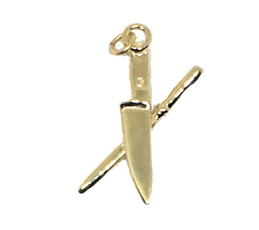 14K Gold Knife and Steel Chef Charm