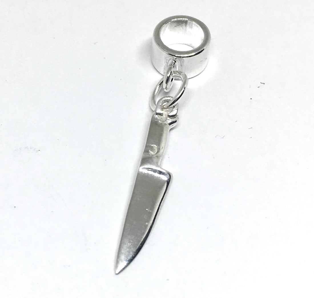 European Style Slider Chef Knife Charm in Sterling Silver