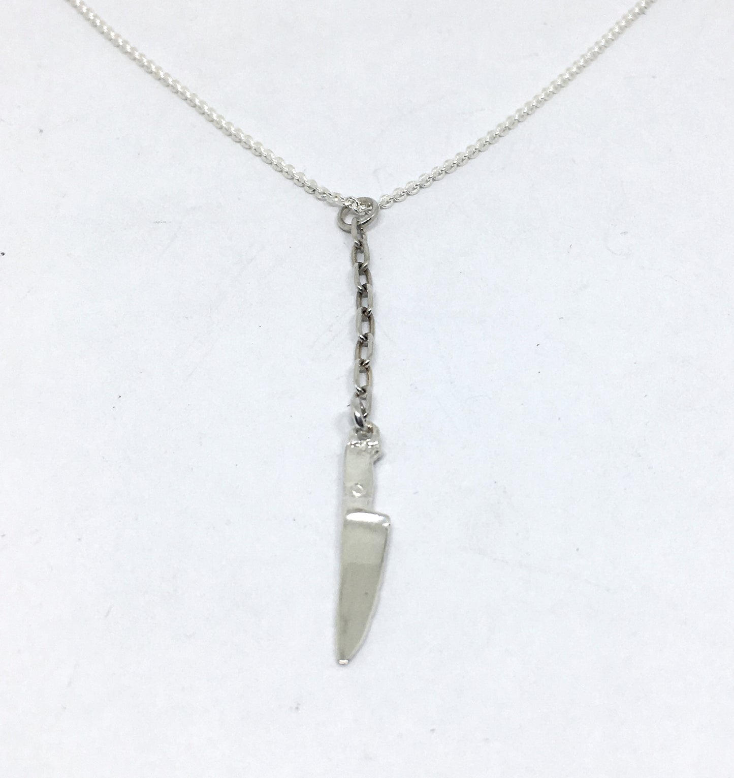 Sterling Silver Chef Knife Y Necklace