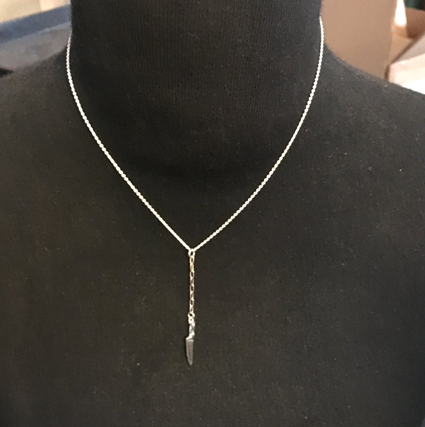Sterling Silver Chef Knife Y Necklace