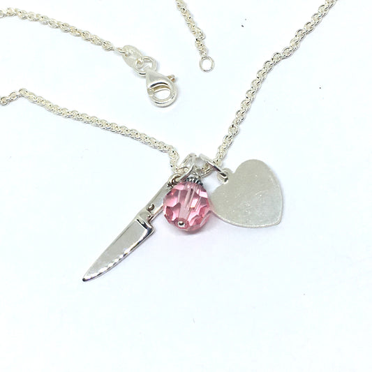 Chef Necklace with Pink Crystal