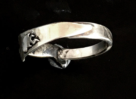 Flaming Chef Knife Ring with Oxidized Handle