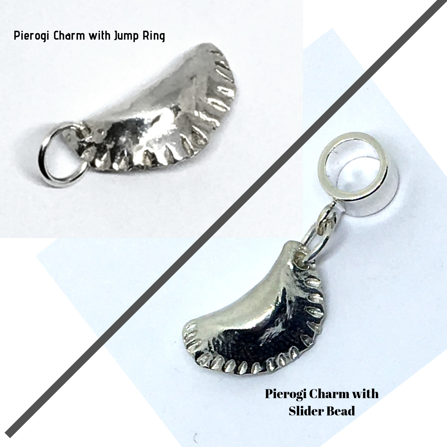 sterling silver pierogi charm