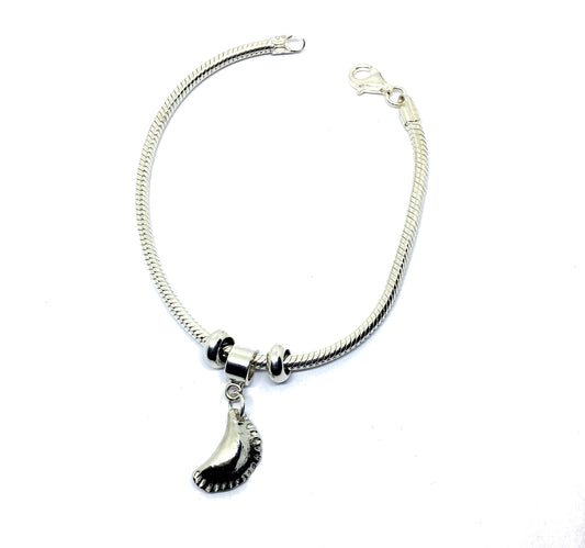 euro style sterling silver pierogi charm bracelet